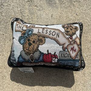 Vintage Boyds Bears Teacher Tapestry Pillow Retro Grandma Core